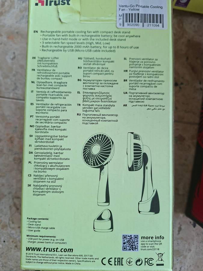 Trust Ventu Go Portable Fans  2 Pink, 2 Yellow, 2 Red  Damaged Boxes, Brand New  R1.00 No Reserve