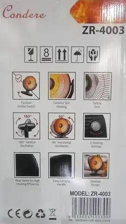 CONDERE Ceramic Carbon Sun Energy Saving Heater ZR-4003