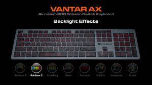 LOT OF 2x VANTAR AX BLACK Aluminum RGB Scissor-Switch Keyboard