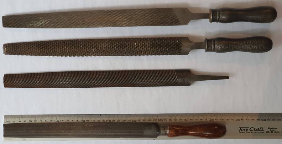 REDUCED: Set of 3 Antique Large Files, 2 With Unique Handles  Rare Famous Brands