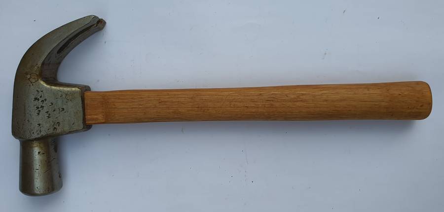 Vintage Claw Hammer  Heavy Claw Hammer With Newly Carved Oak Handle