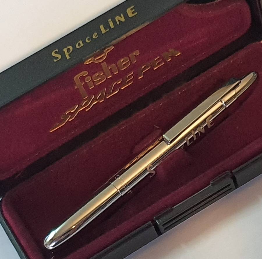 Vintage Fisher Chrome Bullet Space Pen in Box  Very Early & Rare Model
