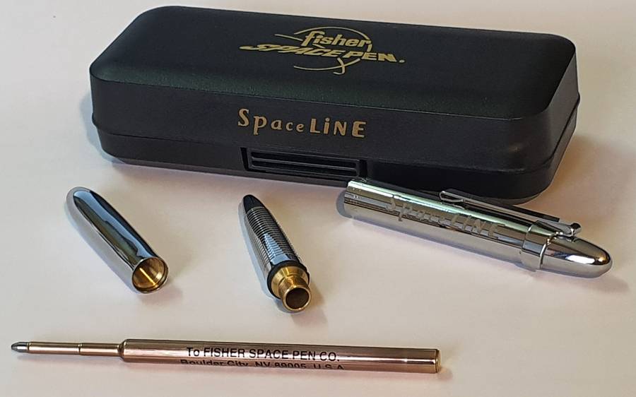 Vintage Fisher Chrome Bullet Space Pen in Box  Very Early & Rare Model