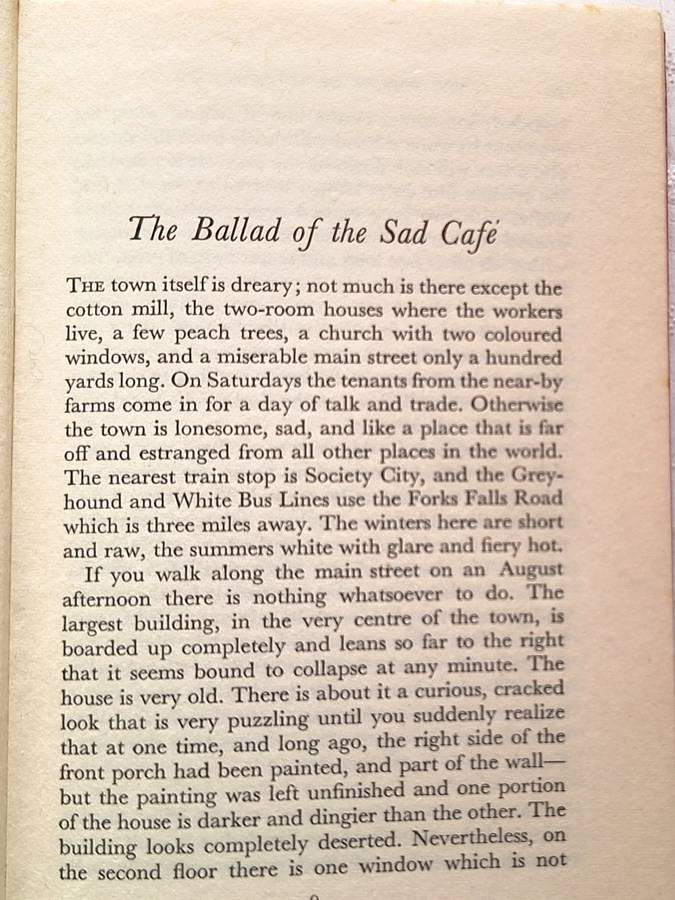 The Ballad of the Sad Cafe by Carson McCullers Hardcover 1958