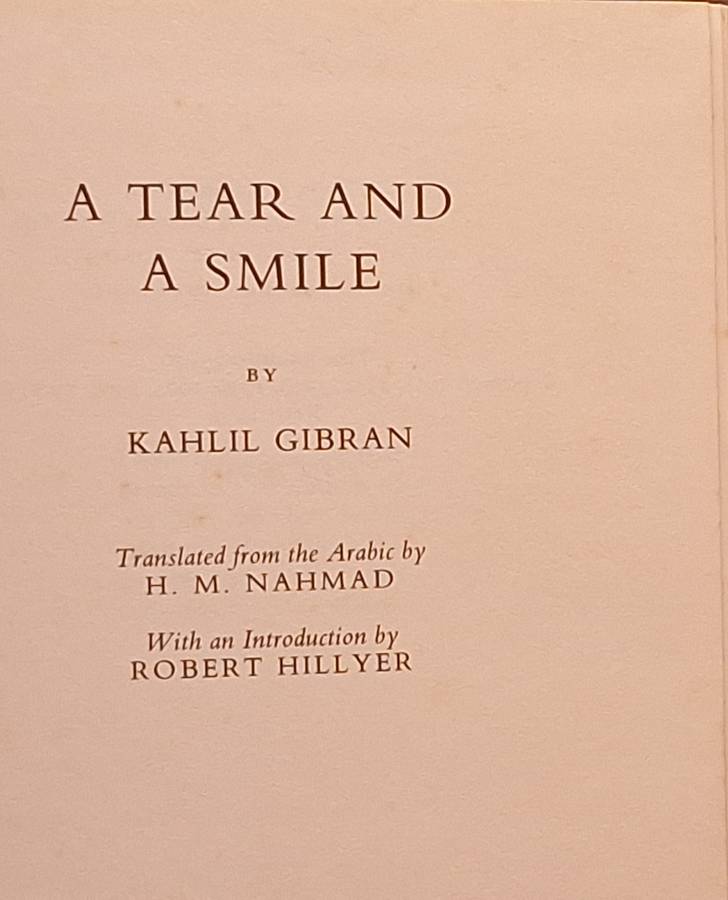 A Tear and a Smile by Kahlil Gibran Hardcover 1973