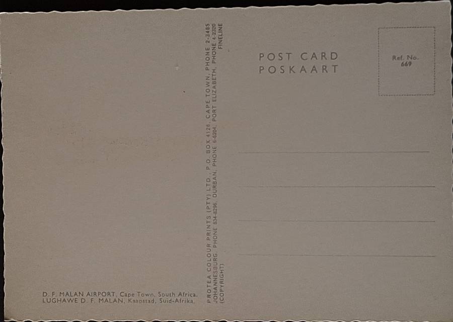 Unused Post Card DF Malan Airport, Cape Town