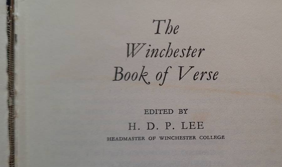 The Winchester Book of Verse Ed: H D P Lee Hardcover 1959