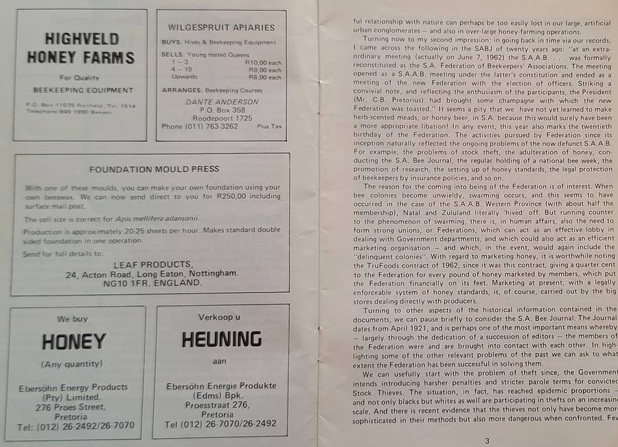 South African Bee Journal / Byetydskrif 1983 Vol 55 No. 1