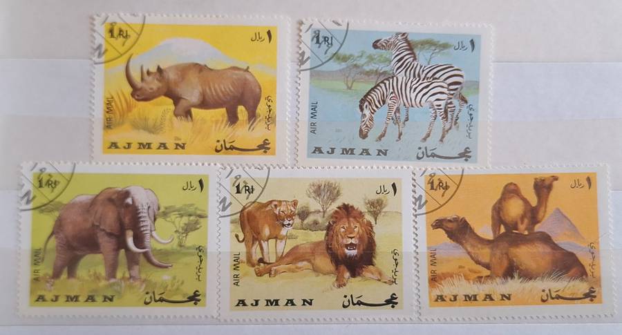 Ajman 1969  Animals 5 Cancelled Hinged from Set of 6