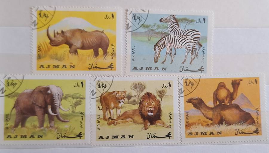 Ajman 1969  Animals 5 Cancelled Hinged from Set of 6