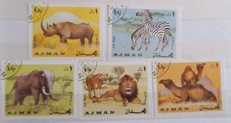 Ajman 1969  Animals 5 Cancelled Hinged from Set of 6