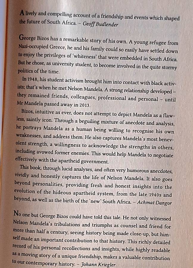 65 Years of Friendship: A Memoir of my friendship with Nelson Mandela by George Bizos Paperback