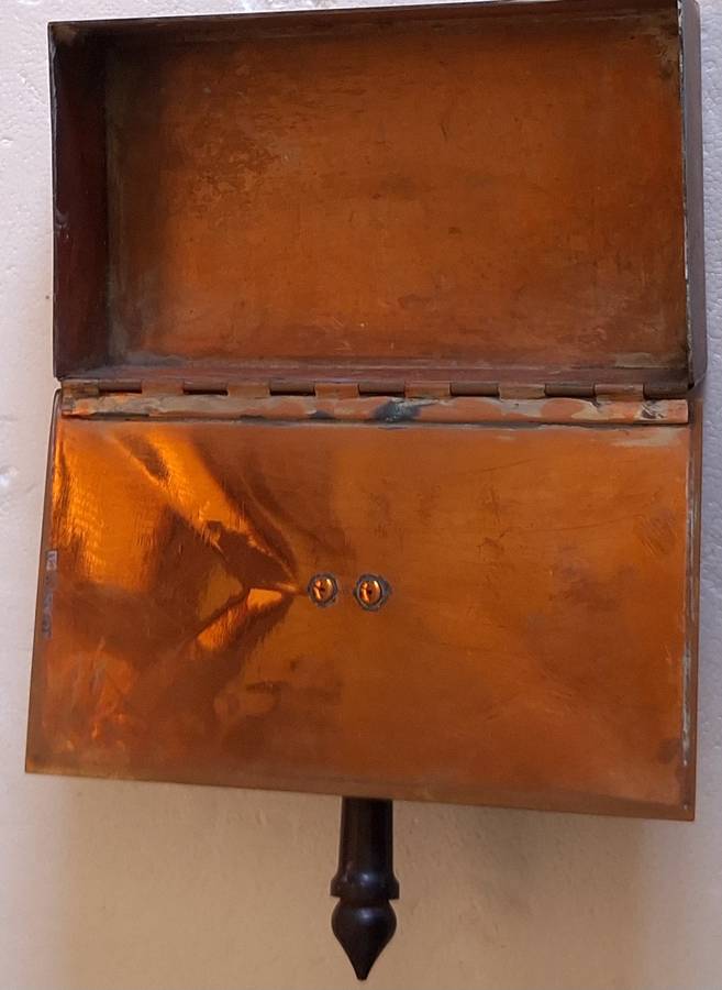 Vintage Lidded Copper box with wooden handle