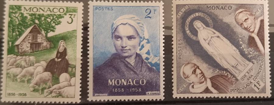 Monaco 1958 Lourdes 3 Unused Hinged stamps