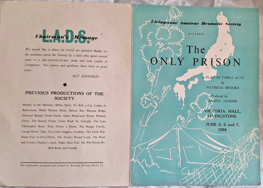 1958 L.A.D.S. Livingstone Amateur Dramatic Society Programme The Only Prison (Northern Rhodesia)