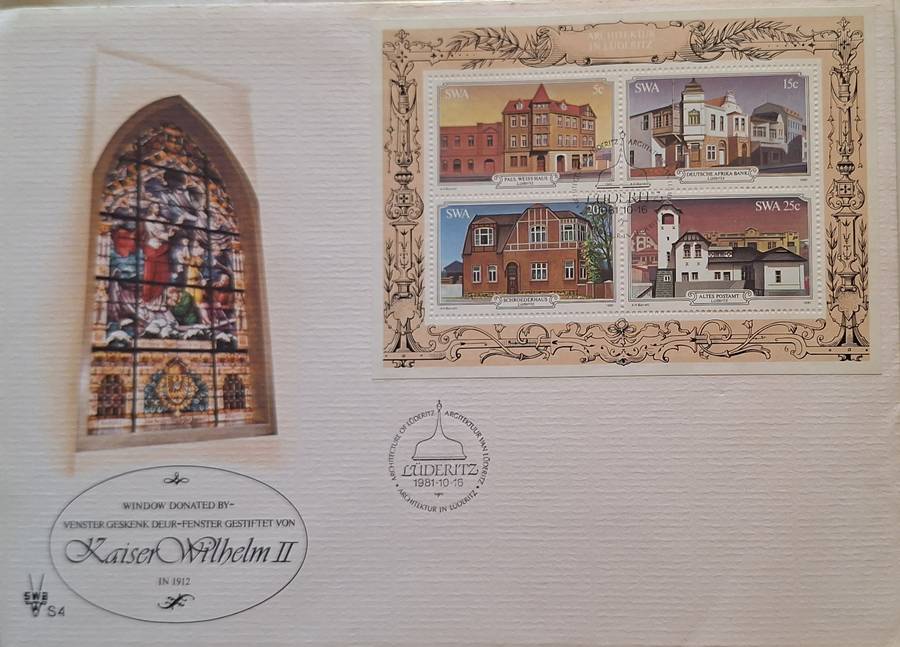 South West Africa 1981 Luderitz Historic Building FDC with Miniature Sheet