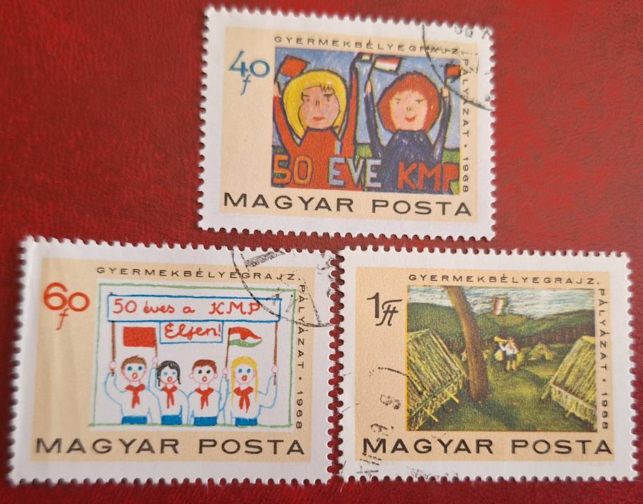Hungary 1968 The 50th Anniversary of the Hungarian Communist Party Set of 3 Cancelled Hinged stamps