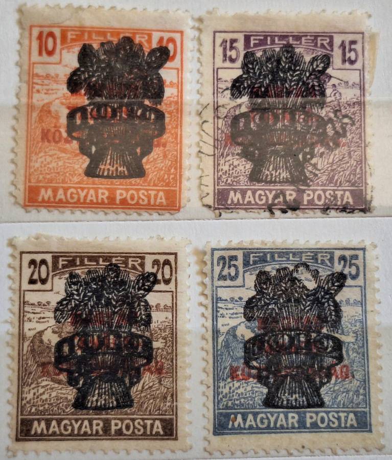 Hungary 1920 Overprints 4 Unused Hinged stamps