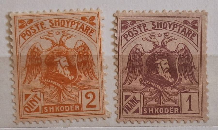 Albania 1920's Leader Skanderbeg Eagle 2 Unused Hinged Stamps