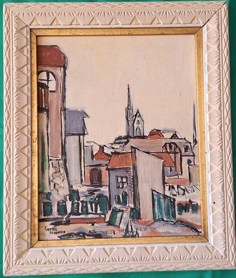Framed Oil on Board of Luderitz Church, Namibia by Grethe Hutt-Schonken