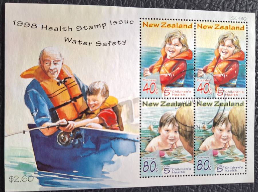 New Zealand 1998 Health Issue Water Safety Used Miniature Sheet
