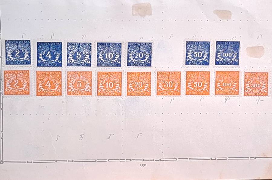 Poland 1919 Postage Due 16 Unused stamps on paper