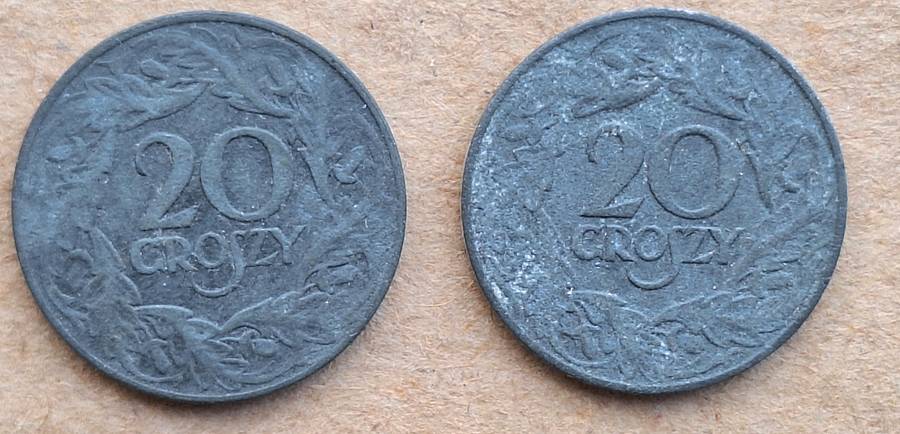 Poland 1923 20 Groszy WW2 German Occupation Zinc