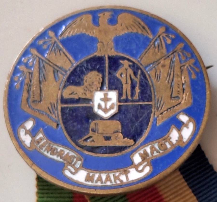 Z.A.R. Metal and Enamel Coat of Arms Brooch Pin with Ribbon