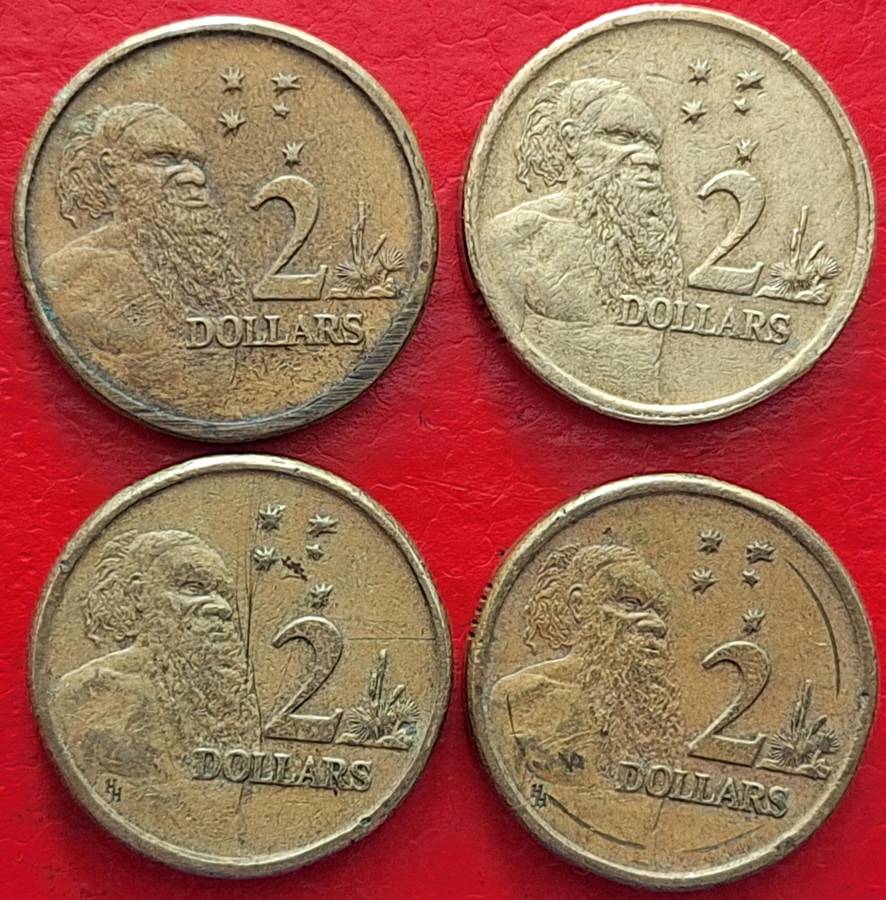 Australia 1988x2 1996 1999 $2 dollar Aluminium bronze