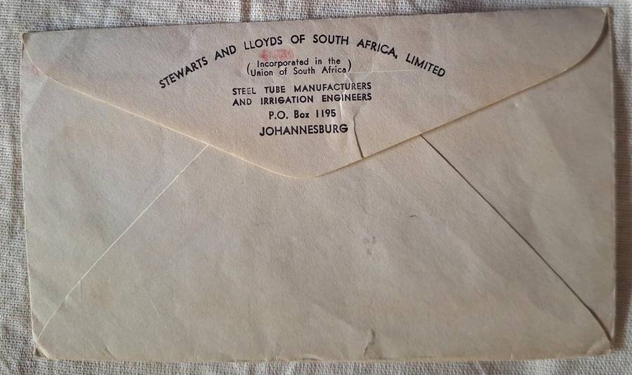 Stuart and Lloyds Used Window Envelope Postmark Johannesburg 1961
