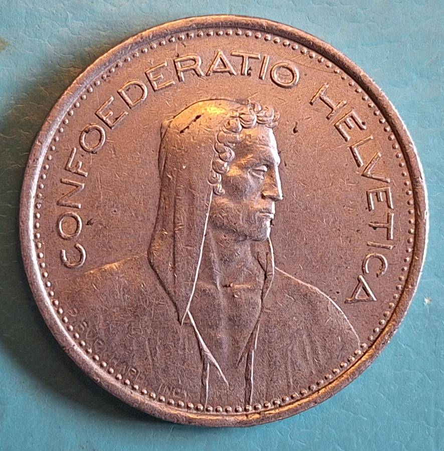 Switzerland 1968 B Herdsman 5 Franc copper-nickel