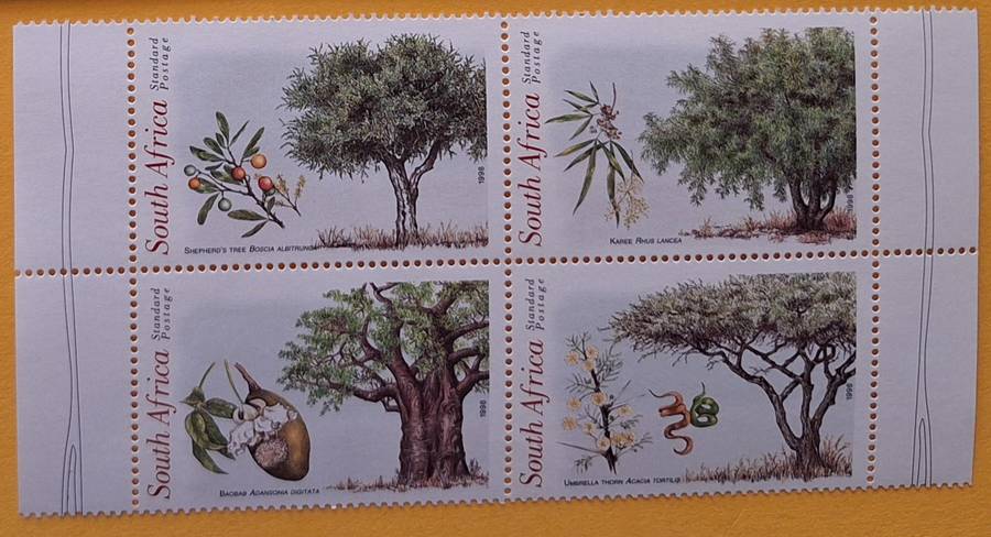 South Africa 1998 Trees Block of 4 Mint stamps and FDC 6.82