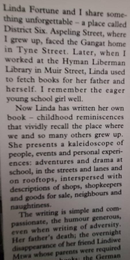 The House in Tyne Street: Childhood Memories of District Six by Linda Fortune Paperback SIGNED