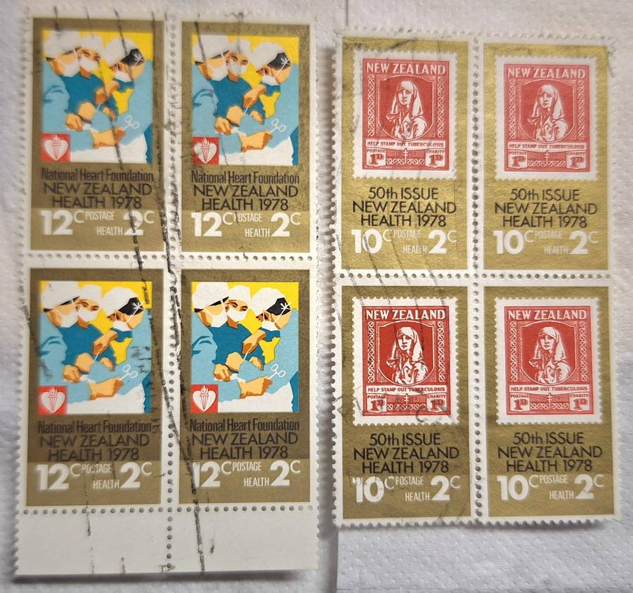 New Zealand 1978 Health Issue 2 Block of 4 each Used stamps