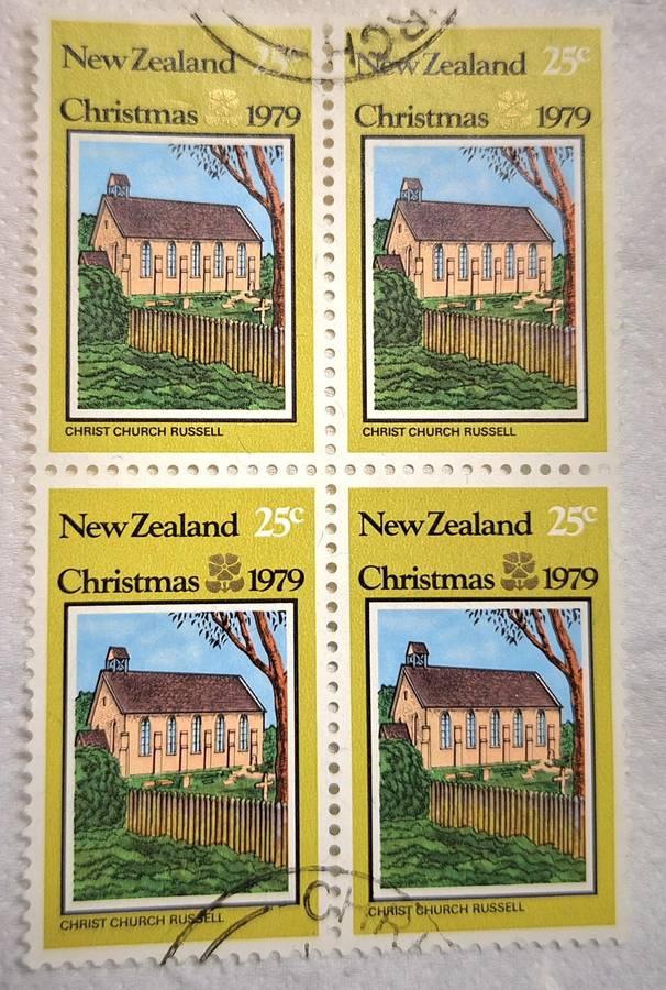 New Zealand 1979 Christmas Block of 4 Used 25c stamps