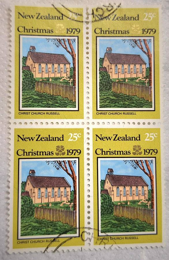 New Zealand 1979 Christmas Block of 4 Used 25c stamps