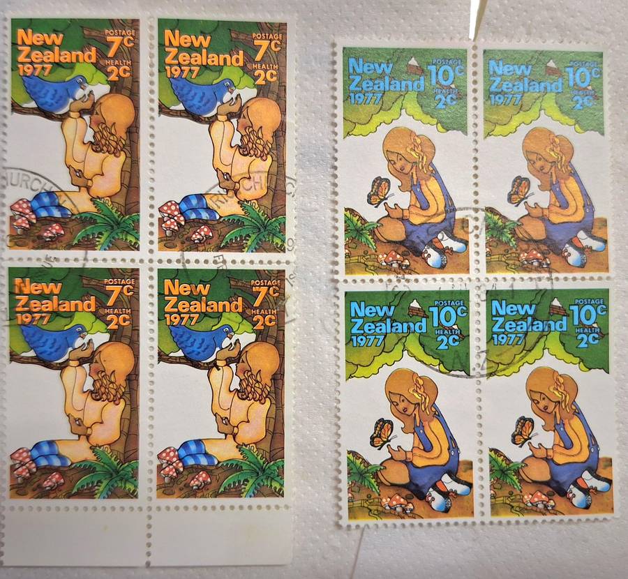 New Zealand 1977 Health Issue 2 Blocks of 4 each Used stamps