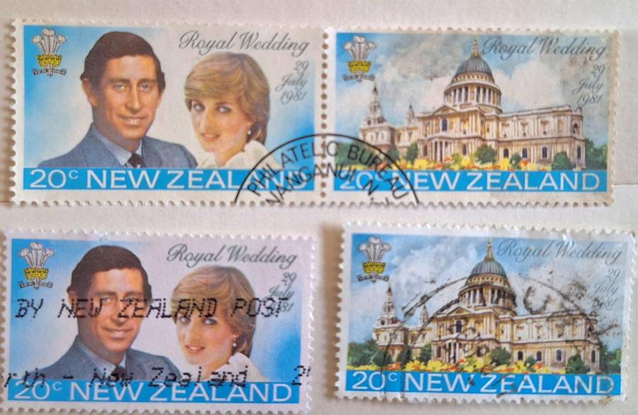 New Zealand 1981 Royal Wedding Pair of Used stamps and Set of 2 Used stamps