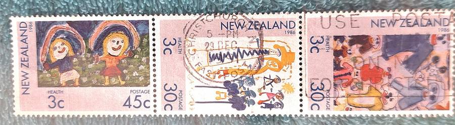 New Zealand 1986 Health Issue Strip of 3 Used stamps