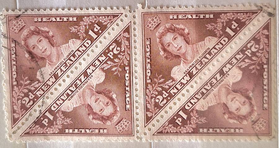 New Zealand 1943 Health Issue Elizabeth 1d Block of 4 Used stamps