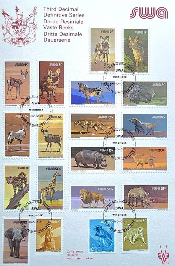 South West Africa 1980 3rd Decimal Definitive Series Animals FDC 30 in Envelope