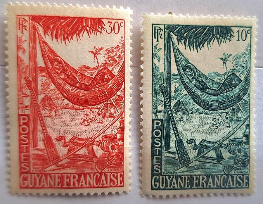 French Guyana 1947 Definitives 2 Mint stamps