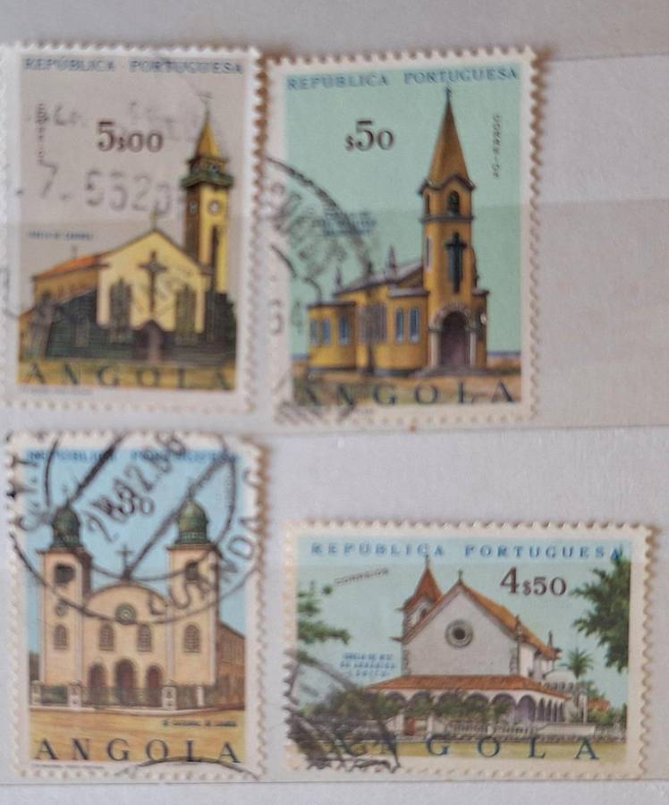 Angola 1963 Churches Mixed Lot of 4 Used Hinged stamps