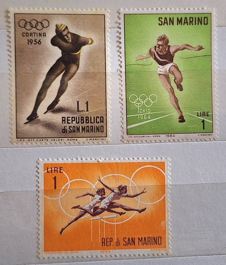 San Marino Mixed Lot Theme: Sport Olympics 2 Mint and 1 Used stamps