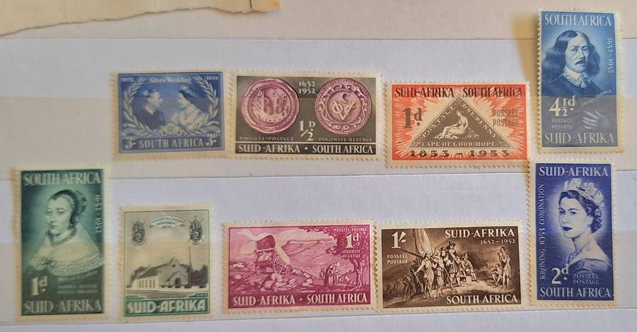 Union of South Africa Mixed Lot of 9 Unused Hinged stamps