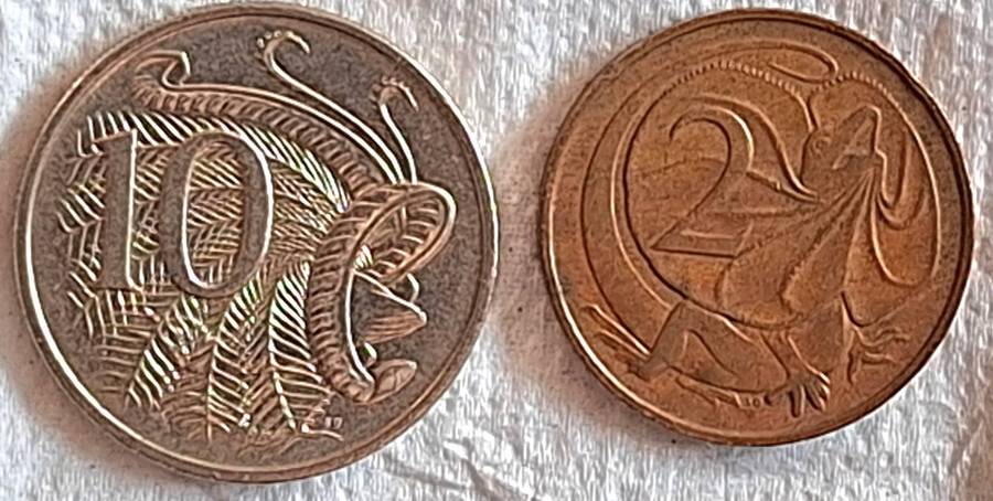 Australia 1994 10c Copper-nickel and 1966 2c Bronze