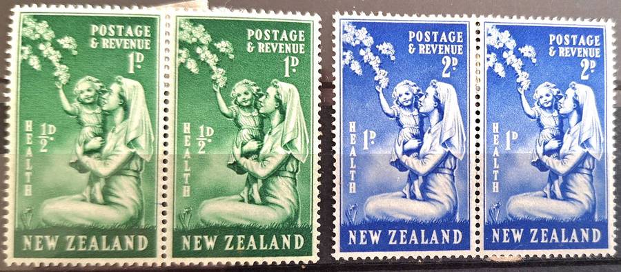New Zealand 1949 Health Issue Set of 2 Unused Hinged stamps in Pairs