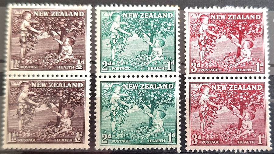 New Zealand 1956 Health Issue Set of 2 Unused Hinged stamps in pairs