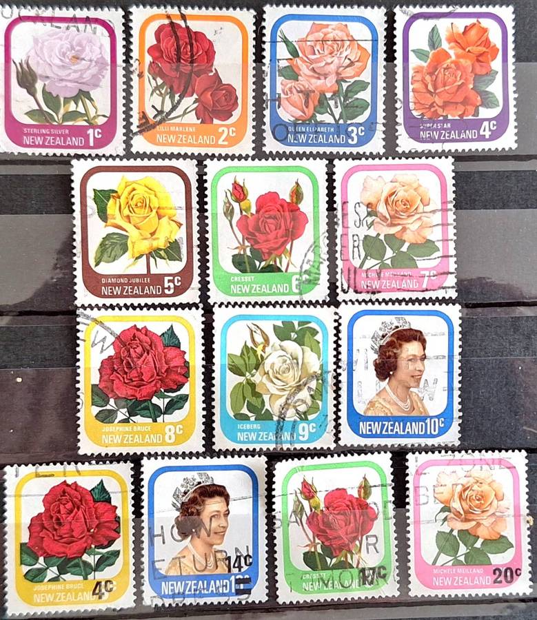 New Zealand 1975-81 Definitives Set of 10 and 4 Provisionals Used stamps
