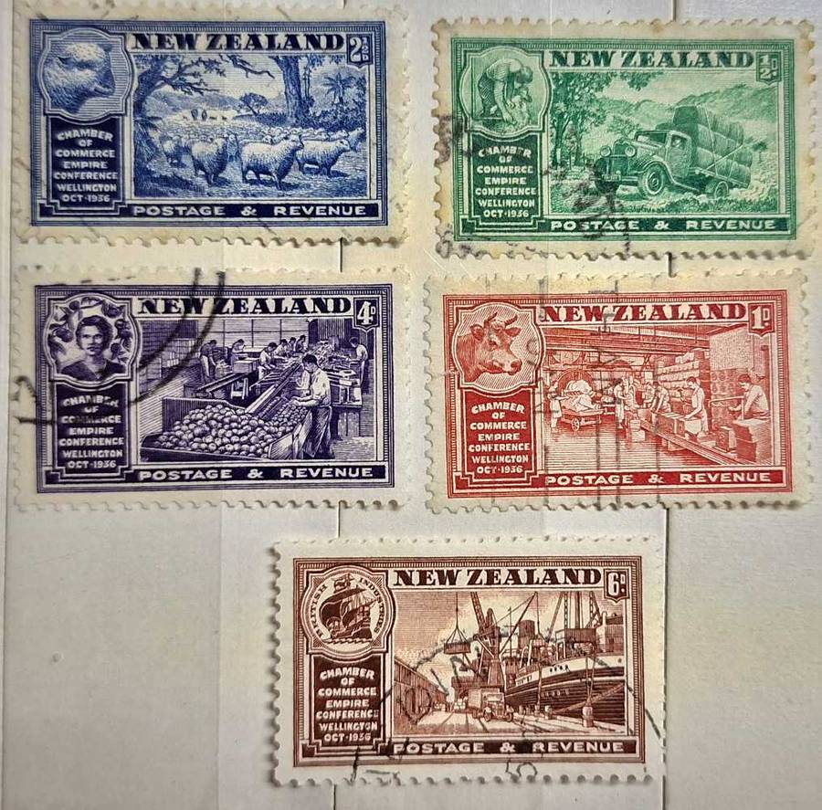 New Zealand 1936 Chamber of Commerce Set of 5 Used Hinged stamps